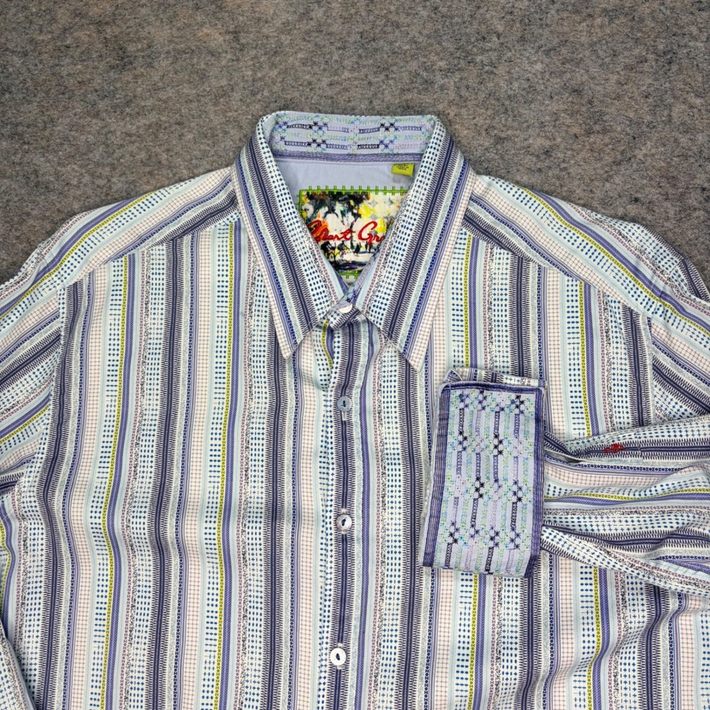 Robert Graham Classic Fit Button Down Shirt Striped Multi Color Mens‎ XL